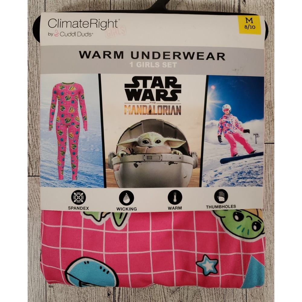 Star Wars Baby Yoda Warm Underwear Set Medium 8-10 Climate Right by Cuddl Duds